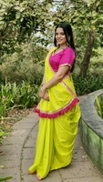 Boutique indienne Bollywood dernière couleur jaune exclusive Sari fantaisie fête porter Saree superbe Look à la mode Saree Blouse femmes