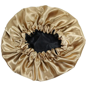 Bas quantité minimale de commande couleur unie cheveux nuit bonnet de sommeil Bonnet élastique large bande Satin bouclés soins des cheveux Bonnets à vendre - Product Image 5