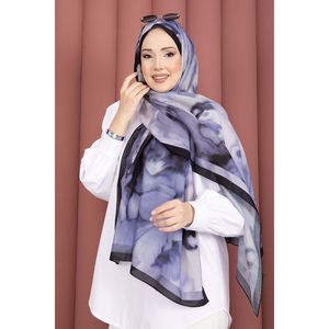 Colección de Pañuelos y Accesorios para la Cabeza con Patrón Ebru en Color Lila - Product Image 2