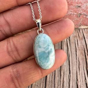 การออกแบบที่สมบูรณ์แบบของขวัญงานแต่งงานจี้เครื่องประดับ925เงินสเตอร์ลิงทำด้วยมืออัญมณีหมุน Larimar เครื่องประดับ925ประทับ - Product Image 4