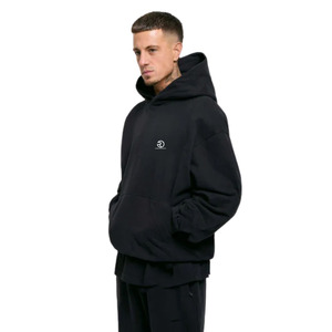 Collegiate Oversized OTH Hoodie Black Heavyweight Cotton Fleece Relaxed College Aesthetic Double Lined Hood Streetwear - Product Image 2
