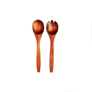 Ensemble de serveurs à salade 30cm fait à la main en bois brun taux d'usine indien pour une utilisation dans la cuisine à domicile - Product Image 1