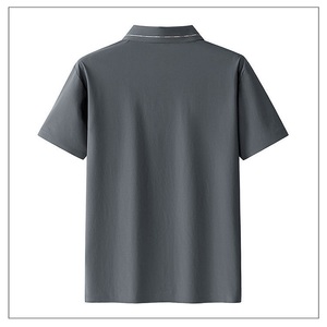 Haut de gamme 100% coton à manches courtes pour polo pour hommes Smart Casual Business col sans couture avant 205g coton laminé - Product Image 3