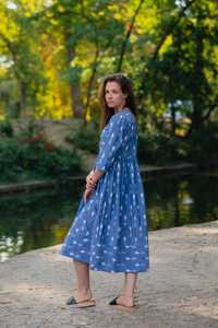 Robe Ikat Luna tissée à la main, robe en coton bohème, décontractée, occasionnelle, édition limitée, mode éthique artisanale - Product Image 3