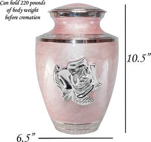 Urna de cremación de rosa para adultos personalizada, urna funeraria de flor de Rosa grande, urna de Ceniza con bolsa de terciopelo y personalización - Product Image 5