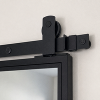 Porte de placard coulissante pleine longueur Wekis Mirror Barn Door avec cadre en aluminium et kit de rail à suspension supérieure pour projet de chambre à coucher