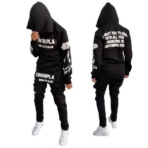 Custom Stacked 100% Conjuntos de algodón Trajes de sudor de los hombres de dos piezas de invierno Pantalones acampanados Conjuntos sudaderas con capucha Chándales traje de sudor para los hombres - Product Image 4