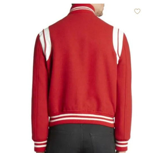 Chaqueta Universitaria de Lana para Hombre, Nueva Colección, Chaqueta Varsity con Parches Bordados Personalizados, Color Rojo &amp;   Bomber Va Blanco de Pakistán - Product Image 6