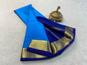 Sarees en soie Mysore Pure Crepe de créateur pour les occasions de fête - Product Image 5