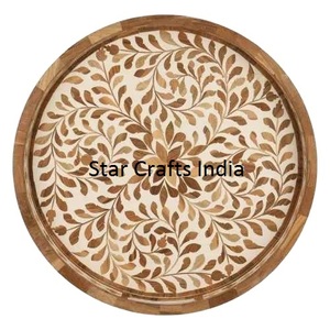 Incrustation de nacre de forme ronde de 14 pouces de diamètre sur une planche en MDF Offre Spéciale un plateau de service alimentaire fournitures pour restaurants et hôtels - Product Image 2