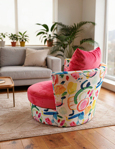 Silla de Acento Moderna Tapizada DUNA |   Estructura de madera maciza, tela personalizada - Product Image 2