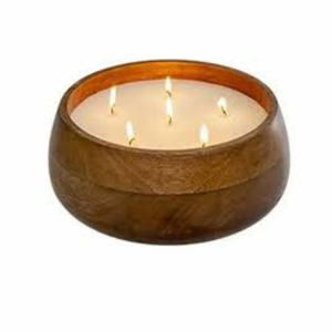 Tazón de madera profundo redondo para velas en madera de mango rústico para decoración de hogar, hotel y restaurante para bodas - Product Image 3