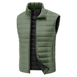 Gilet bouffant pour hommes fermeture éclair complète résistant à l'eau vêtements d'extérieur d'hiver sans manches col montant chaud hiver gilet bouffant - Product Image 1