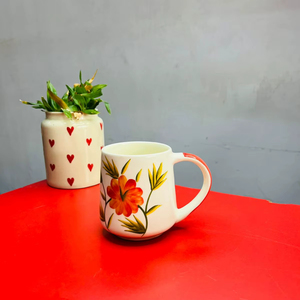 Flower Ceramic Mug 300 ml Handmade Coffee <b>Cup</b> for Girls Women Microwave Safe Gift for Birthday Valentine Anniversary - Product Image 1