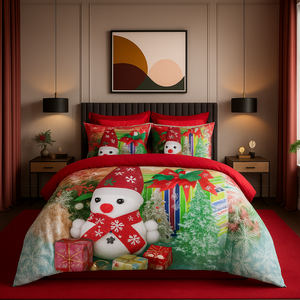 Juego de Funda Nórdica Doble de Algodón Ranforce con Estampado Digital Navideño Moderno y Festivo, 200x220cm, para las Fiestas en Casa - Product Image 5