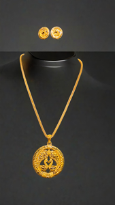 Conjunto de pendientes de collar al por mayor con collar de diseño premium chapado en oro de 22 quilates, conjunto de pendientes de collar para mujer, joyería - Product Image 3