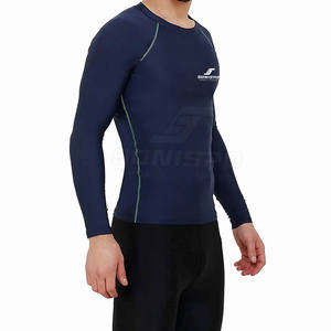 T-shirts de compression décontractés O Neck de haute qualité pour hommes Conception de logo personnalisé avec ajustement de compression à manches complètes - Product Image 2