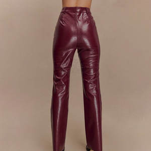 กางเกงหนังแท้ทรงตรงเอวกลางสำหรับผู้หญิง ใส่สบาย ระบายอากาศได้ดี เป็นมิตรกับสิ่งแวดล้อม น้ำหนักเบา ทันสมัย เหมาะสำหรับฤดูหนาว - Product Image 3