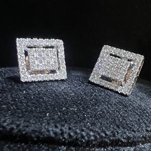 Boucles d'oreilles en or massif 14 carats et 18 carats, luxueuses, avec diamants, diamants naturels en grappe, pour femme, cadeau de fête, look élégant - Product Image 5