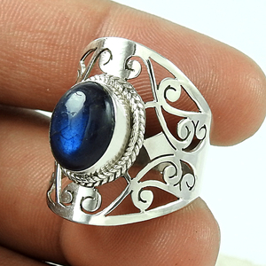Anillos de ajuste de bisel de lapislázuli Natural de Plata de Ley 925 personalizados, anillo de fiesta de piedras preciosas Vintage hecho a mano para mujer, joyería fina - Product Image 3