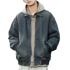 แจ็กเก็ตผ้ายีนส์ซักโอเวอร์ไซส์มีซิปเสื้อโค้ทยีนส์คอปกพับลงแบบลำลองแนวสตรีทแวร์แนววินเทจของผู้ชายสำหรับฤดูใบไม้ผลิฤดูใบไม้ร่วง - Product Image 5