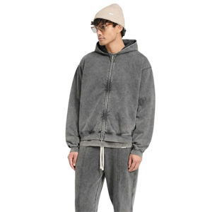 Sudaderas con capucha personalizadas con cremallera completa de peso pesado Marca del fabricante Detalles bordados Sudaderas con capucha con cremallera de ajuste Premium para unisex - Product Image 2