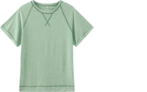 Women's Casual Crewneck Raglan T-Shirt Solid Color Knitted Short Sleeve Breathable Regular Fit Spring Summer <b>Top</b> - Product Image 2