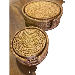 Posavasos de bambú hechos a mano, posavasos de mimbre de ratán - Product Image 1