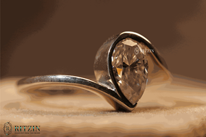 Bague de fiançailles de style solitaire avec diamant taille poire pour femme - Product Image 5