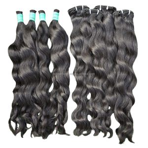 Cabello Humano Virgen Remy de Primera Calidad, Ondulado, 100% Natural, Color Negro Indonesia, Doble Trama a Máquina - Product Image 3