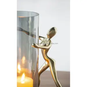 Support de vase à bougie moderne nordique lignes minimalistes lanterne en métal mat noir fabriqué par Zahid Exports - Product Image 6