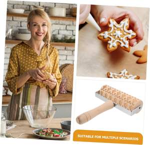 Rouleau à pâtisserie imprimé 3pcs Gravé Fondant Bois Rouleau à pâtisserie Gaufrage Rouleau à pâtisserie gaufré - Product Image 2