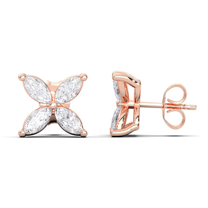 Luxurious 10K 14K 18K Rosw Gold Moissanite Marquise Shape Push <b>Back</b> Stud <b>Earrings</b> with Diamond <b>for</b> Anniversary Wholesale OEM - Product Image 5
