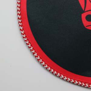 Custom Oval Cut Crystal Satin Pennant <b>Banner</b> Red & White Digital Print Portable - Product Image 4