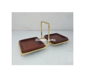 แท่นวางช็อคโกแลตเค้กไม้และโลหะ2ชั้นรูปทรงกำหนดขนาดเองได้สำหรับร้านอาหารโรงแรม - Product Image 4