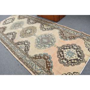 Alfombra Turca, Alfombra Vintage Grande de 5x11.3 pies, Alfombra de Lana con Diseño Floral Marrón - Product Image 3