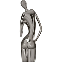 Sculpture artisanale moderne en métal au design féminin, en aluminium moulé nickelé noir, objet décoratif de table