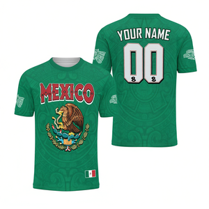 Maglia da Calcio Unisex 3D con Nome e Numero Personalizzati, Motivo Aquila e Azteco per Tifosi - Stile Messicano - Product Image 2