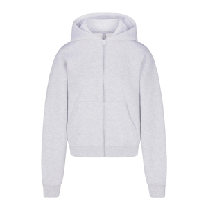 Sweat à capuche de course brodé en tricot grande taille pour femmes, devant et dos doux, extensible, fermeture éclair, veste chaude, vêtements de fitness, logo personnalisé - Product Image 1