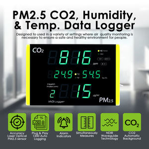 Moniteur numérique haute précision PM2.5 CO2 Humidité Température Gamme 0-9999 ppm Enregistreur de données Enregistrement automatique Alarme LED - Product Image 2