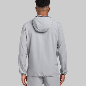 Nueva llegada 100% algodón impermeable Zip up chaquetas deportes al aire libre chándales chaqueta para correr hombres con capucha chaquetas cortavientos - Product Image 4