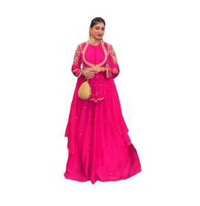 Hot Selling Indian Ethnic <b>Wedding</b> <b>Dress</b> Eco-Friendly Party Wear Heavy Embroidery Sequence Work Gown Dupatta Trendy Natural Style - Product Image 1