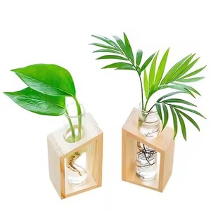 Jarrón de Madera con Tubo de Vidrio, Moderno, para Flores, Elegante, para Decoración del Hogar - Product Image 6