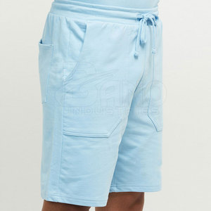 Venta al por mayor de pantalones cortos ligeros 100% algodón para hombre cómodos cintura elástica estilo informal patrón sólido venta en línea - Product Image 4