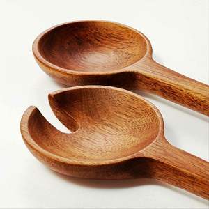 Ensemble de service à salade en bois 2 pièces fait à la main en Inde Outils de cuisine Ustensile Serveur - Product Image 4