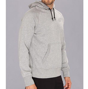 Venta al por mayor de los hombres de Heather Grey Blend mangas raglán Regular ajustado algodón Fleece 330GSM espesado Hip Hop Streetwear sudaderas con capucha - Product Image 4