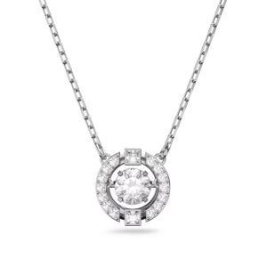 Collier pendentif rond de luxe avec halo de diamants pour femme, en argent sterling 925, pierre CZ, bijoux minimalistes tendance, cadeau - Product Image 1