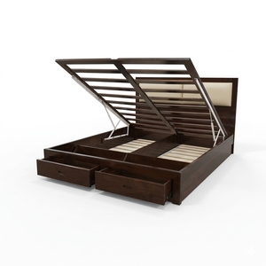 Base de Cama Moderna de Madera con Almacenamiento, Otomana, Cabecero Tapizado, Tamaños Doble, Queen y King, Muebles de Dormitorio - Product Image 1