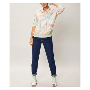 Sweat à capuche à manches longues pour femme, 100% coton, décontracté, élégant, Tie Dye, à la mode, hiver - Product Image 4