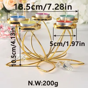 Candelabro de Alambre con Acabado Dorado Estilo Loto, Ideal para Decoración de Eventos, Exhibición Festiva y Regalos, Centro de Mesa para el Hogar - Product Image 6